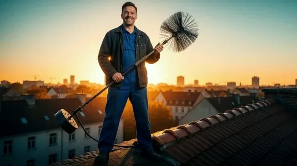 Chimney technician on a Gahanna roof