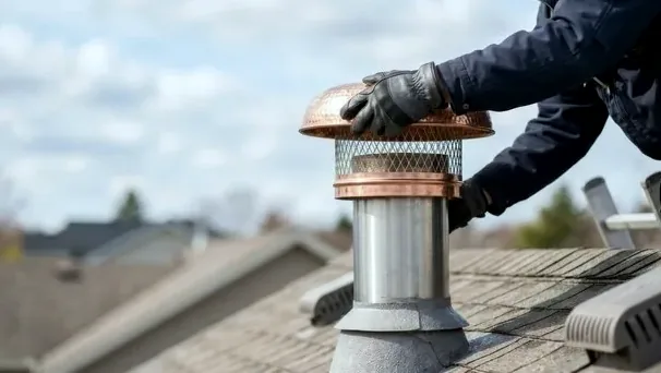 Installing a copper chimney cap with screen